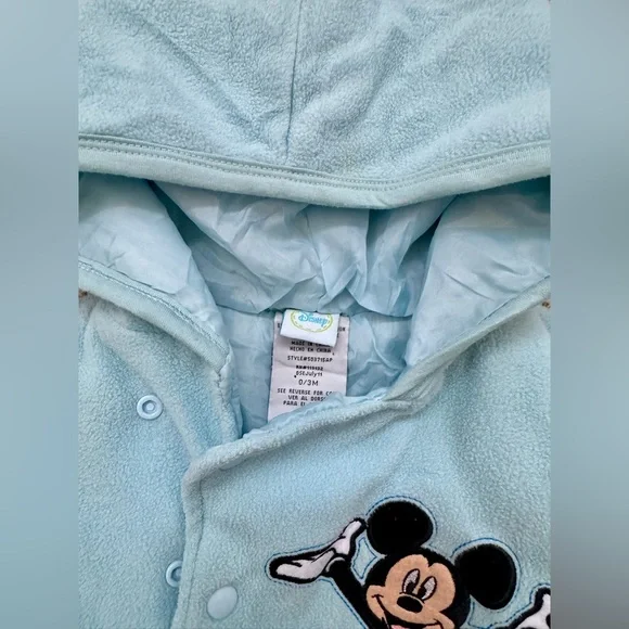 2011 Disney Mickey Mouse Hooded Fleece Snowsuit 3 Months - Picture 4 of 8